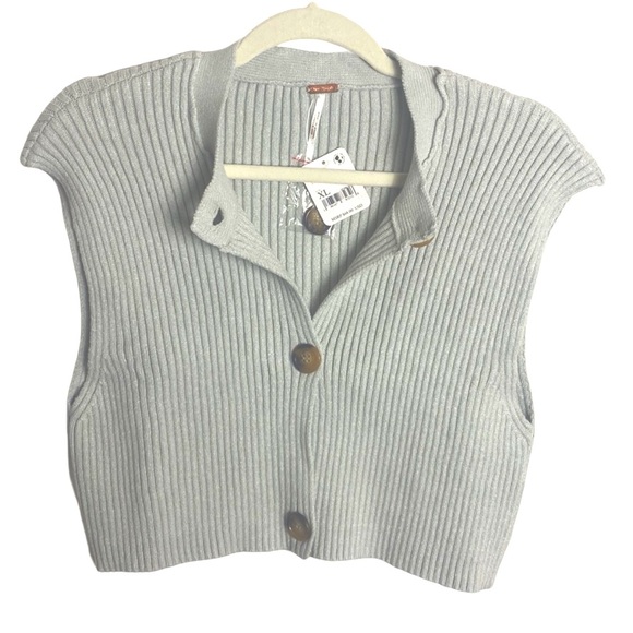 NWT FREE PEOPLE Naiome Rib Micro Vest. Grey.  XS - Picture 8 of 9